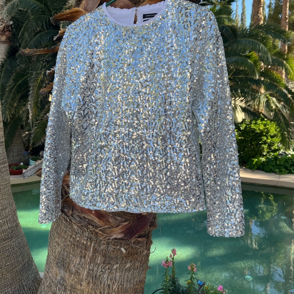 Something Navy Sequin Top